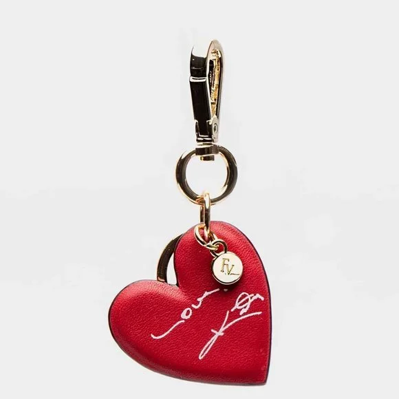NWT Frances Valentine nappa Leather Heart Keychain w face mask - Picture 6 of 11